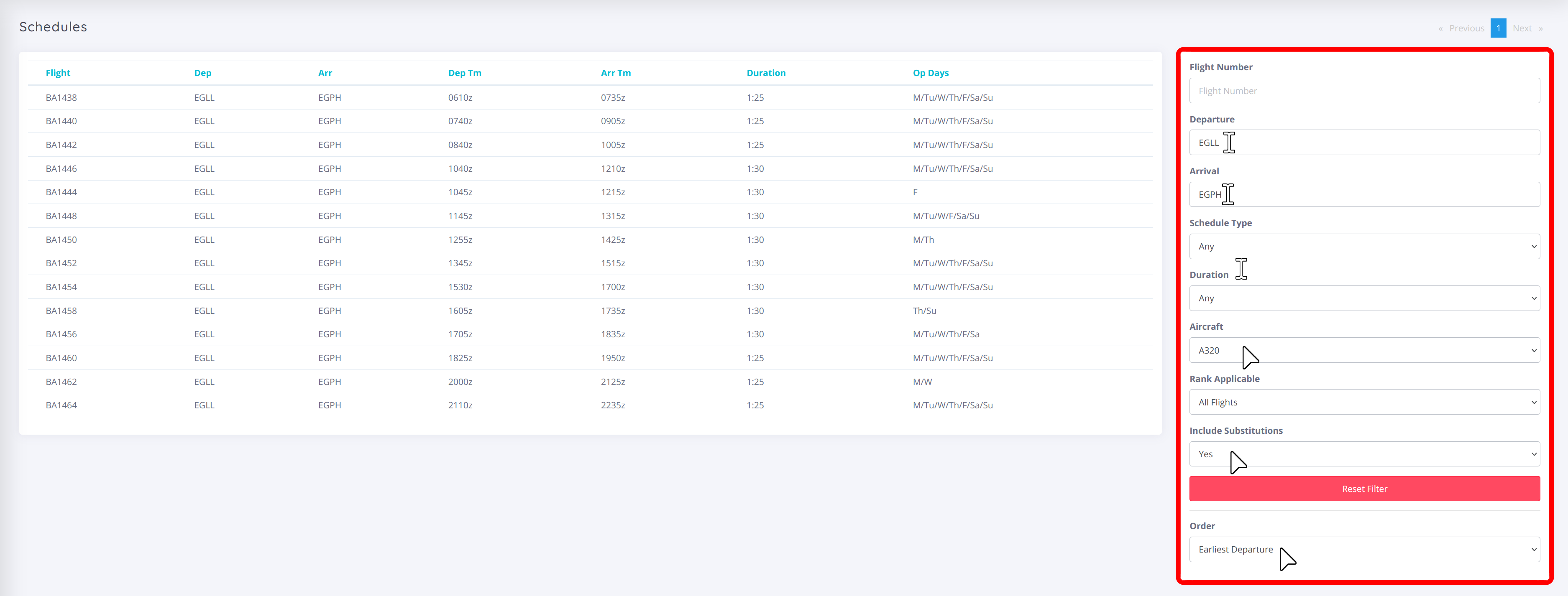 BAVMS - Schedules